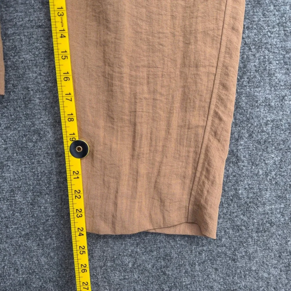 H&M Drawstring Waist Relaxed Pants Womens M Viscose Blend Brown